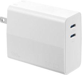 Insignia™ - 100W Dual Port USB-C Foldable Compact Wall Charger Kit for MacBook Pro, Smartphone, Tablet, and More - White - Front_Zoom
