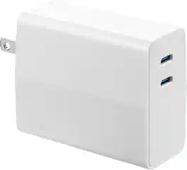 Insignia™ - 100W Dual Port USB-C Foldable Compact Wall Charger Kit for MacBook Pro, Smartphone, Tablet, and More - White