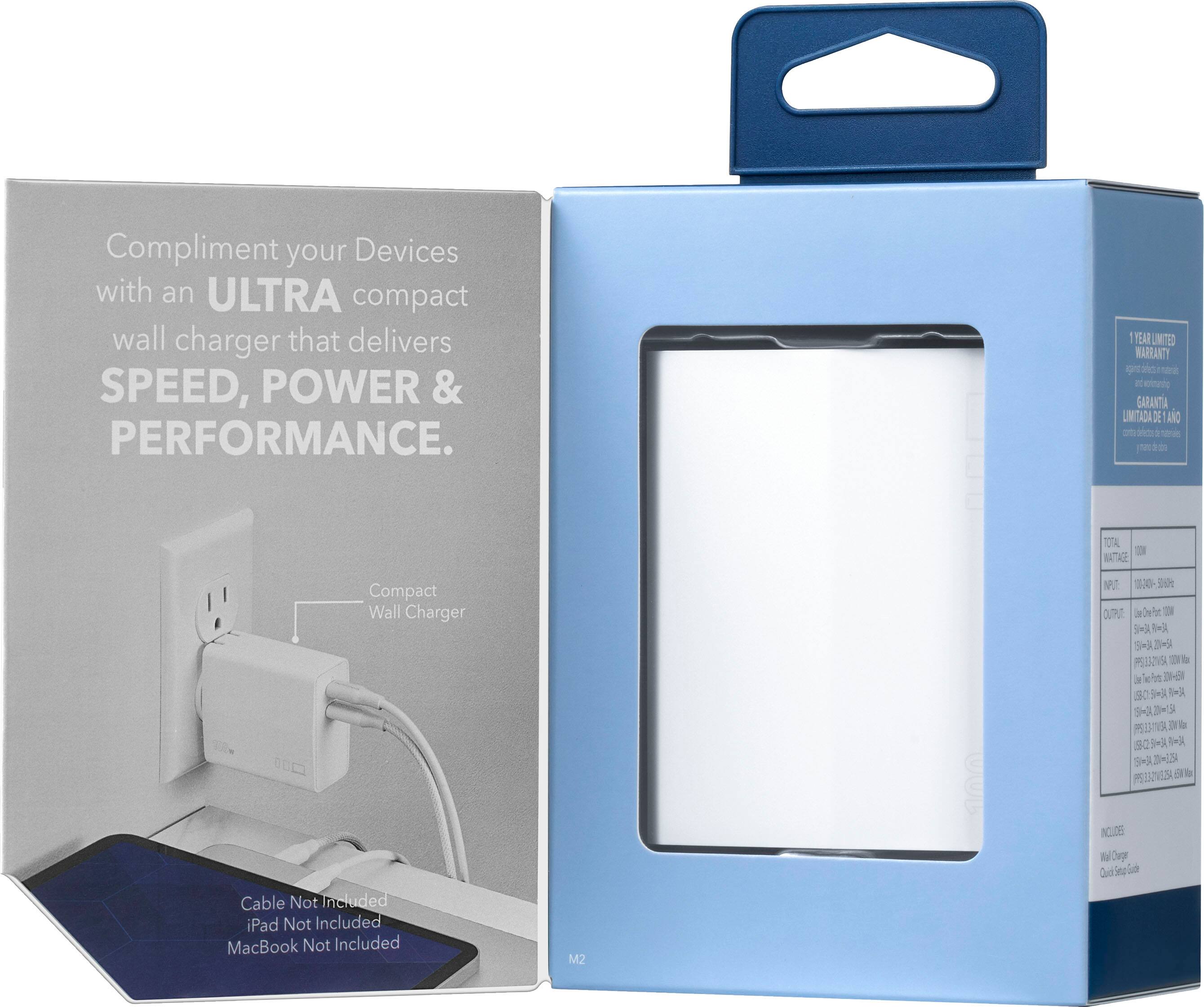 Alt View 16. Insignia™ - 100W Dual Port USB-C Foldable Compact Wall Charger Kit for MacBook Pro, Smartphone, Tablet, and More - White.