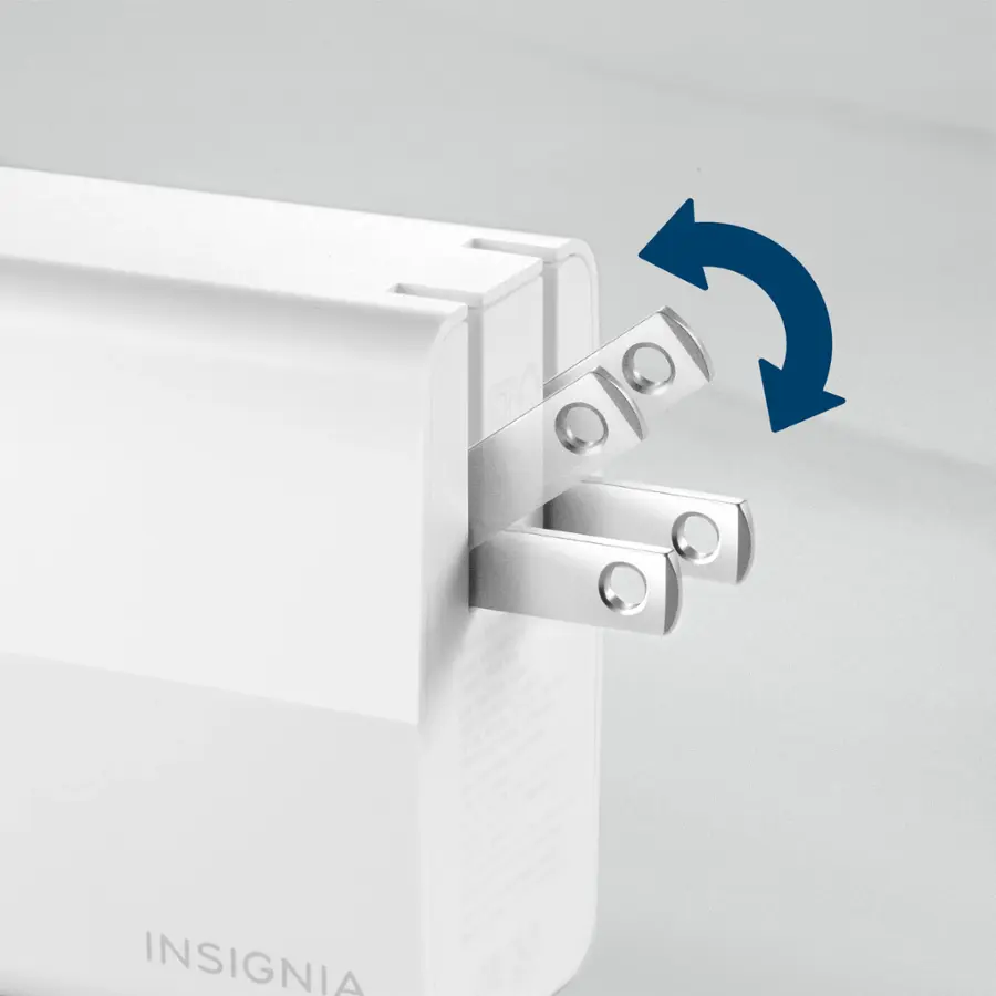 Insignia™ - 100W Dual Port USB-C Foldable Compact Wall Charger Kit for MacBook Pro, Smartphone, Tablet, and More - White