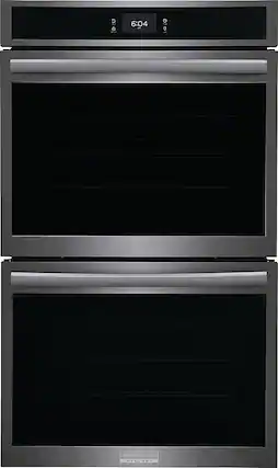 Front. Frigidaire - Gallery 30" Double Electric Wall Oven with Total Convection - Black Stainless Steel.