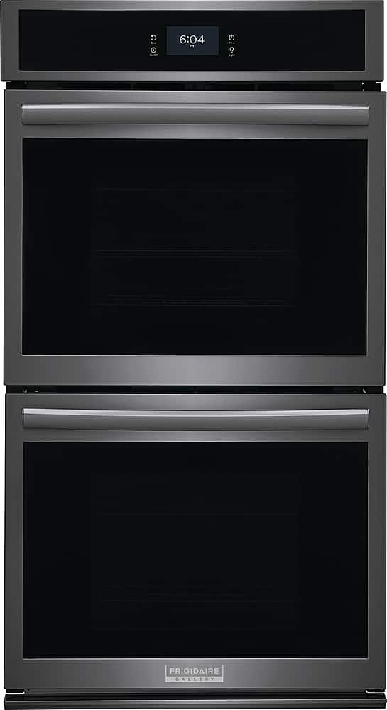 Front. Frigidaire - Gallery 27" Double Electric Wall Oven with Total Convection - Black Stainless Steel.