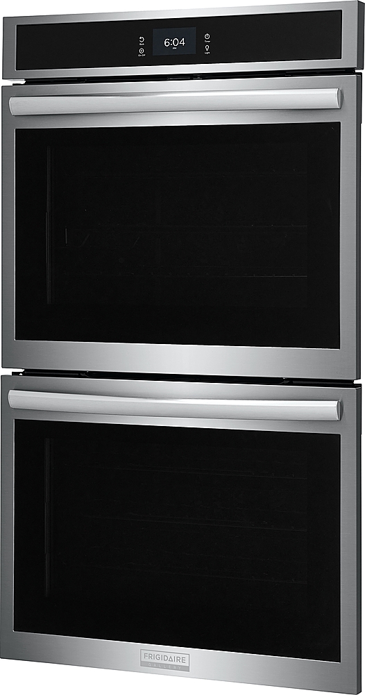 Left View: Monogram - Statement Collection 30" Built-In Double Electric Convection Wall Oven - Stainless steel