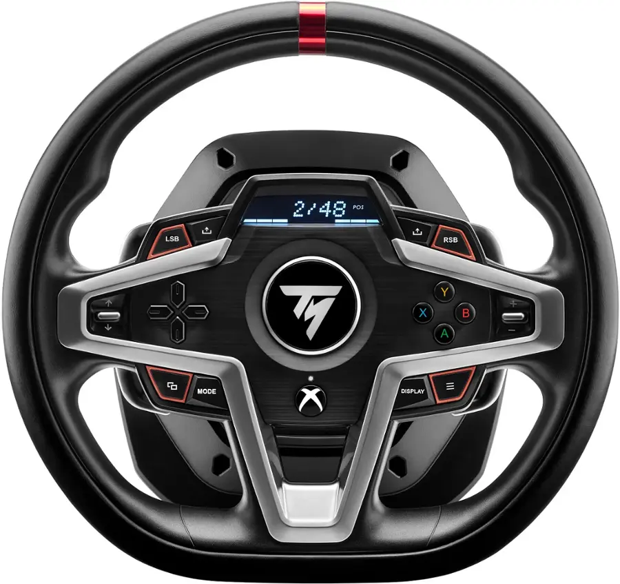 Thrustmaster t248 xbox volan - sprednji pogled z vgrajenim zaslonom