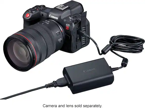 Front. Canon - DC Coupler DR-E6C for EOS R Series Cameras - Black.