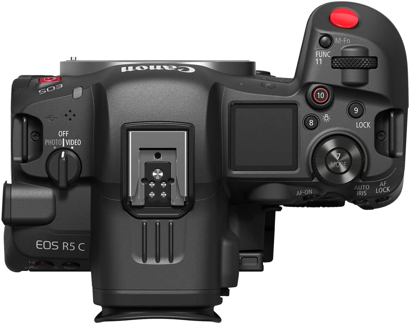 Top. Canon - EOS R5 C 8K Video Mirrorless Cinema Camera (Body Only) - Black.