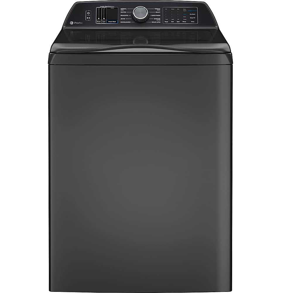 GE Profile - 5.3 Cu. Ft. High Efficiency Smart Top Load Washer with Smarter Wash Technology, Easier Reach & Direct Drive Motor - Diamond Gray - Front_Zoom