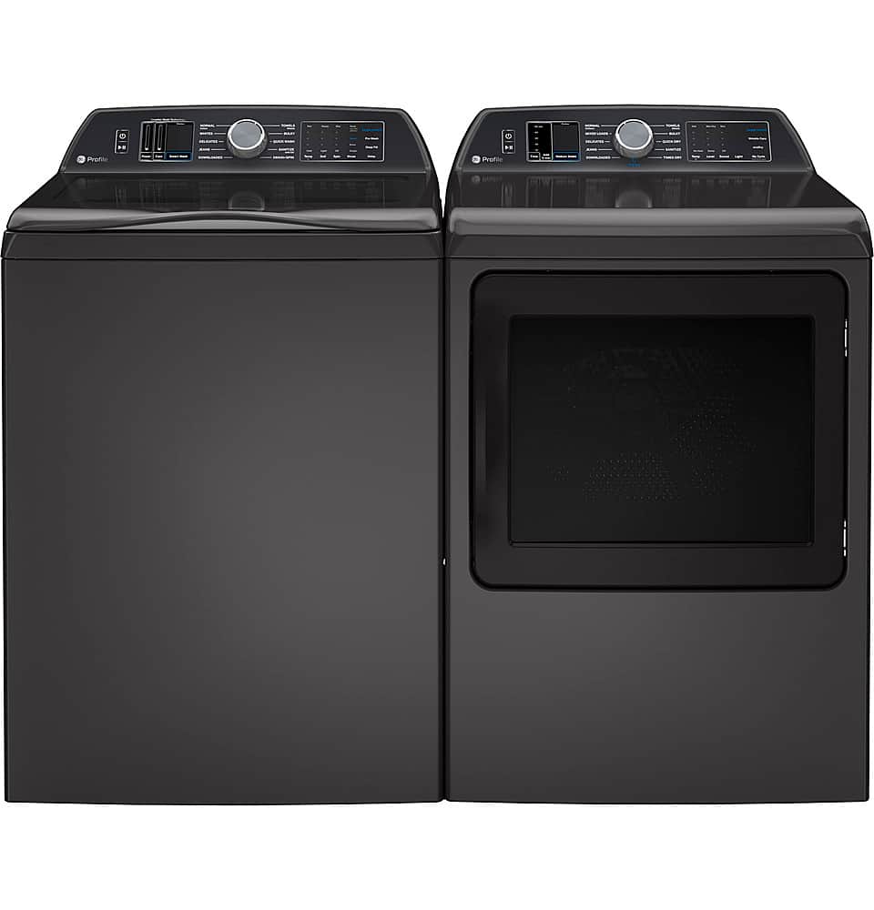 Alt View 2. GE Profile - 5.3 Cu Ft High Efficiency Smart Top Load Washer with Smarter Wash Technology, Easier Reach & Direct Drive Motor - Diamond Gray.