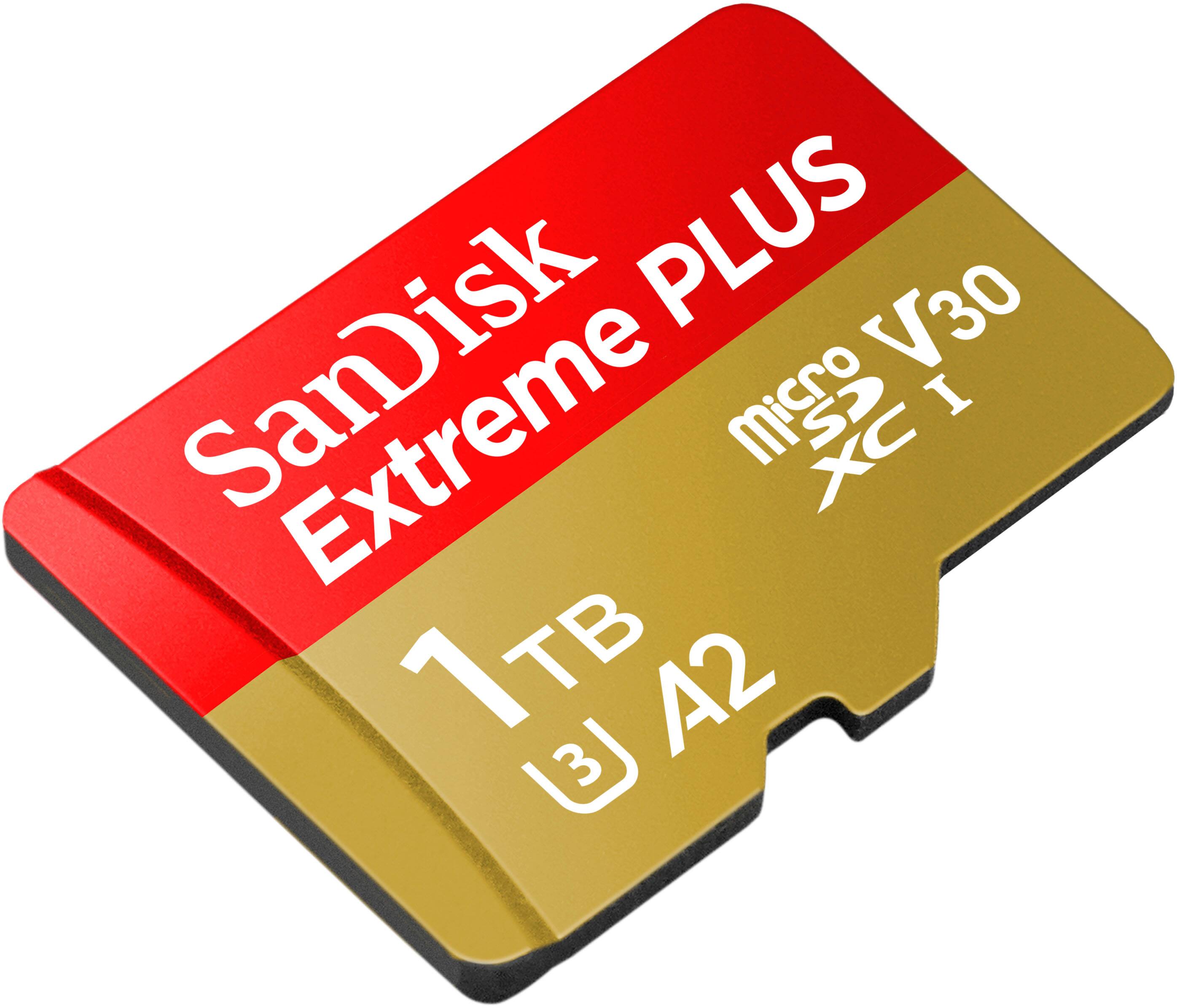 Alt View 12. SanDisk - Extreme PLUS 1TB microSDXC UHS-I Memory Card - Red/Gold.