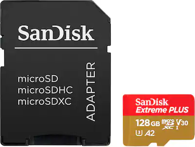 SanDisk Extreme PLUS 128GB MicroSDXC UHS I Memory Card SDSQXBD