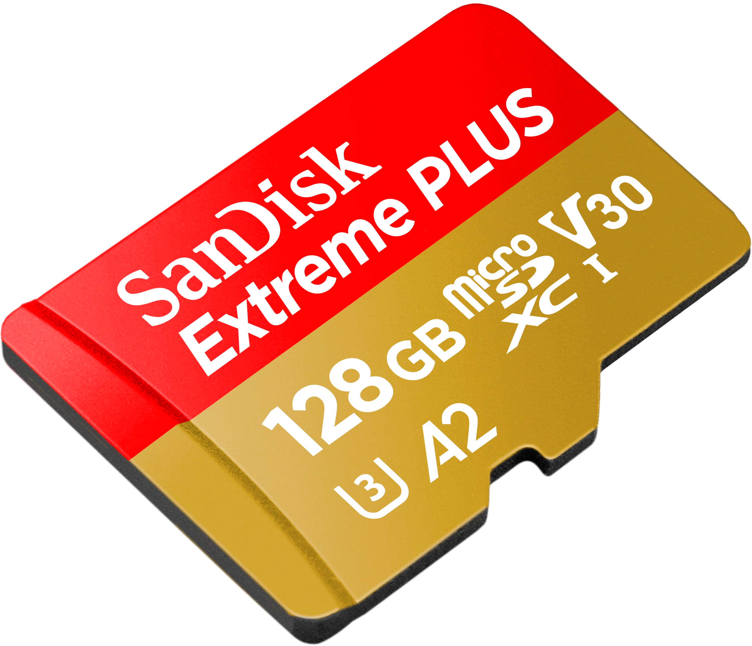 Alt View 12. SanDisk - Extreme PLUS 128GB MicroSDXC UHS-I Memory Card - Red/Gold.