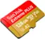 The text on the image reads "Sandisk Plus V30 Extreme Micro SD 128 GB XC I GB A2."