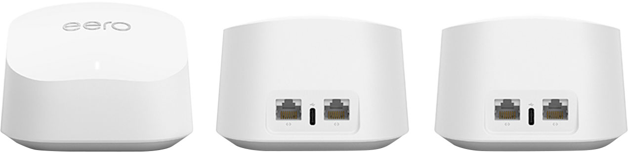 Angle View: eero - 6+ AX3000 Dual-Band Mesh Wi-Fi 6 System (3-pack) - White