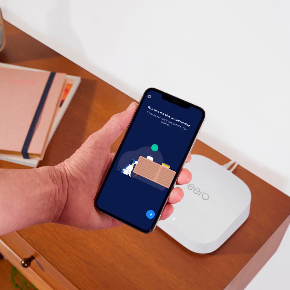 Sets up in minutes. Your Eero Pro Peak device is powered on and connected to the internet.