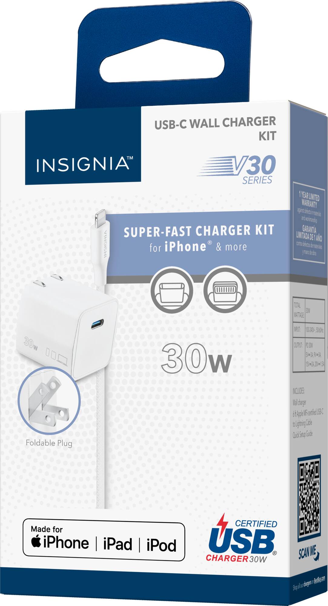 Zoom in on Alt View Zoom 17. Insignia™ - 30W USB-C Super-Fast Charge Kit for iPhone 14 Pro Max, iPhone 14 Plus, iPhone 13 Pro Max - White.