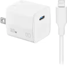Front. Insignia™ - 20W USB-C Fast Charger Kit for iPhone 14/13/12/11/X/8 series, iPhone SE - White.