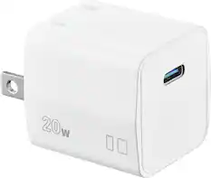 Front. Insignia™ - 20W USB-C Fast Charger for iPhone 15/14/13/12/11/X/8 series, iPhone SE - White.