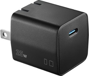 Insignia™ - 25W Foldable Compact USB-C Wall Charger for Samsung Smartphones, iPhone, Tablets and More - Black - Front_Zoom