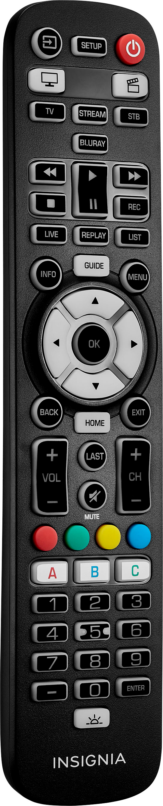 Angle View: Insignia™ - 5-Device Backlit Universal Remote - Black