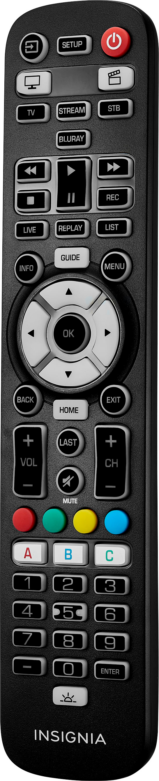 Left View: Insignia™ - 5-Device Backlit Universal Remote - Black