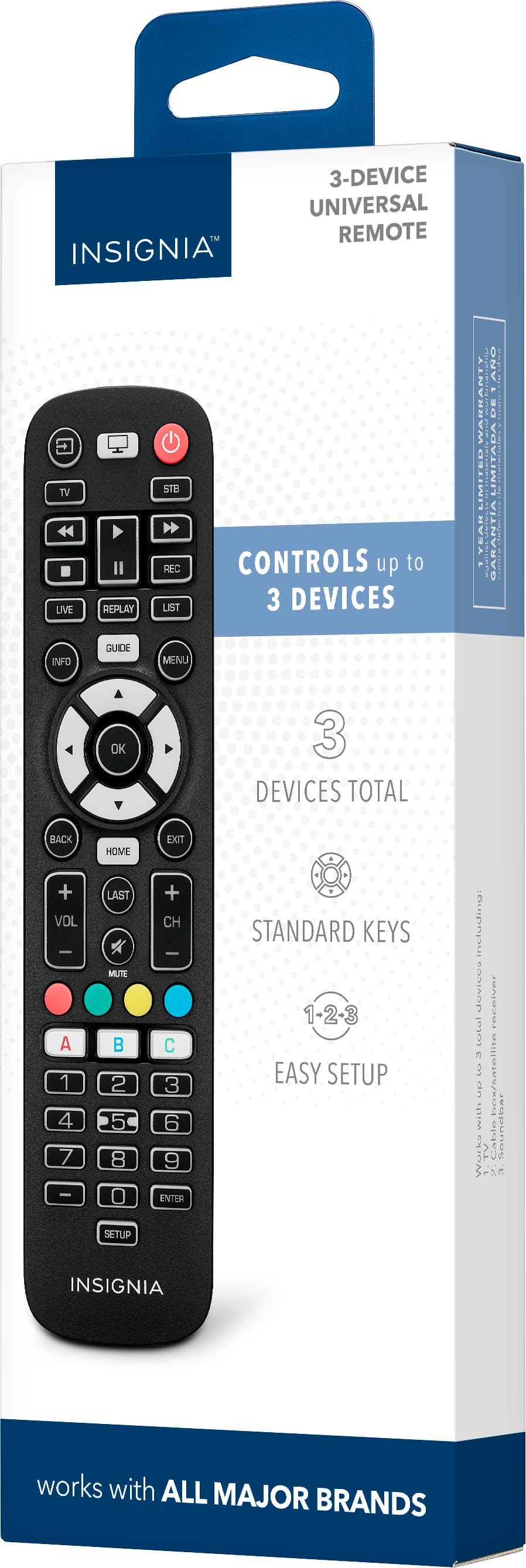 Alt View 12. Insignia™ - 3-Device Universal Remote - Black.