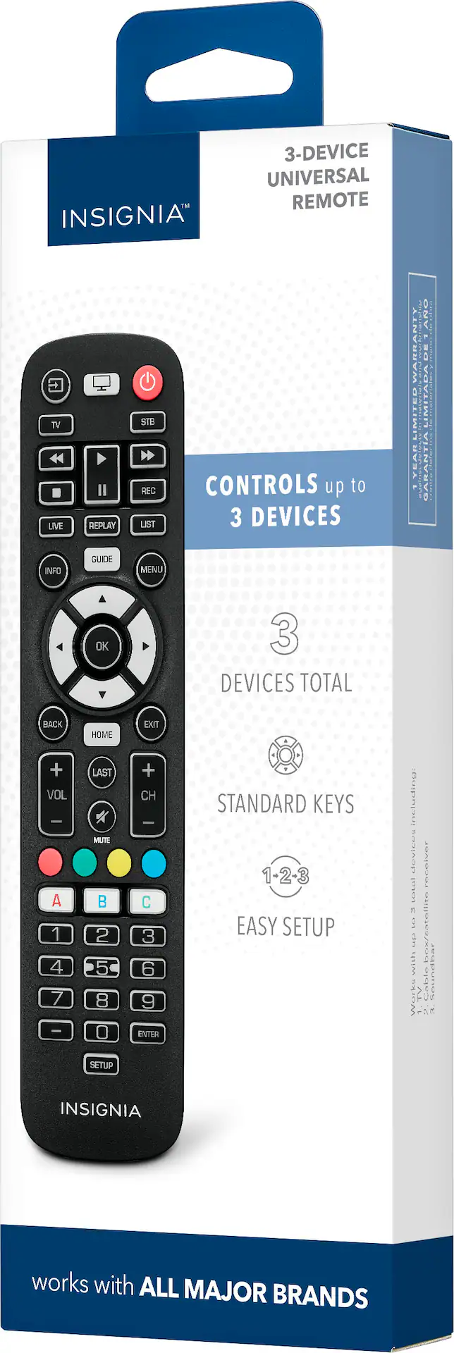 Universal Remote Control Insignia Insignia™ 3 Device Universal Remote Black NS-RMT3D21 - Best Buy
