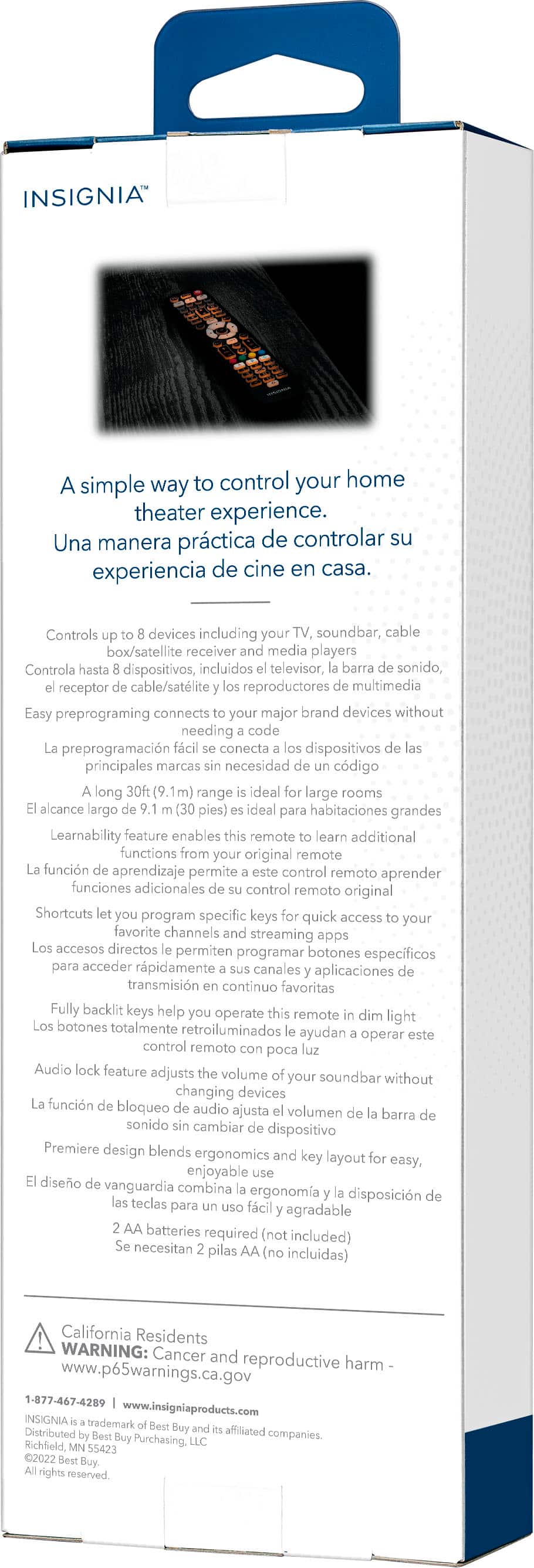 Alt View 13. Insignia™ - 8-Device Backlit Universal Remote - Black.