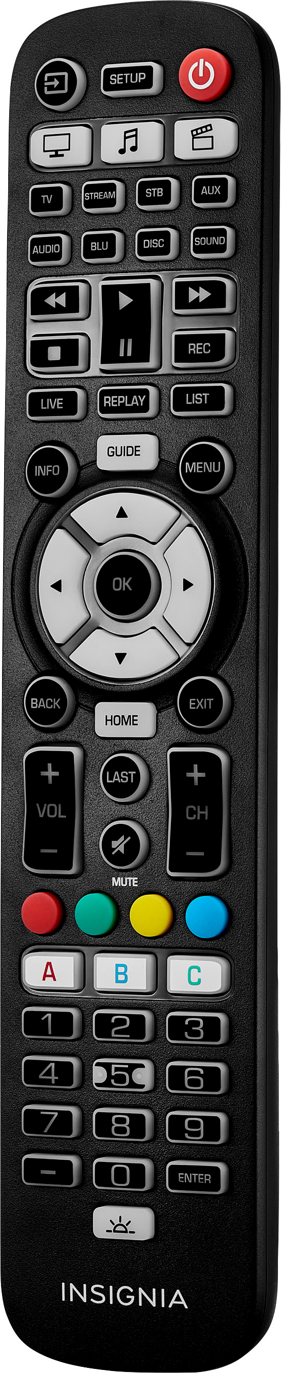 Left View: Insignia™ - 8-Device Backlit Universal Remote - Black