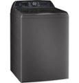 Angle. GE Profile - 5.4 Cu Ft High Efficiency Smart Top Load Washer with Smarter Wash Technology, Easier Reach & Direct Drive Motor - Diamond Gray.