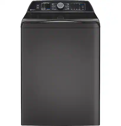 Front. GE Profile - 5.4 Cu Ft High Efficiency Smart Top Load Washer with Smarter Wash Technology, Easier Reach & Direct Drive Motor - Diamond Gray.