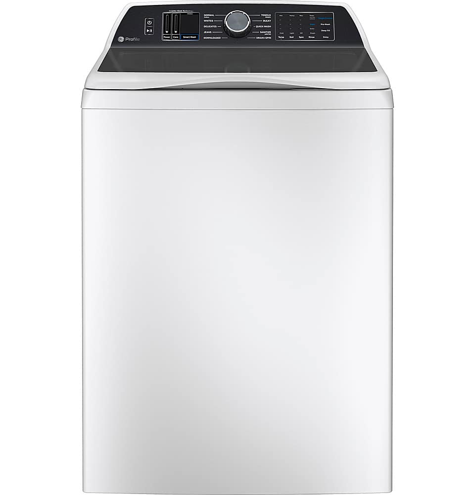 GE Profile - 5.3 Cu. Ft. High Efficiency Smart Top Load Washer with Smarter Wash Technology, Easier Reach & Direct Drive Motor - White - Front_Zoom