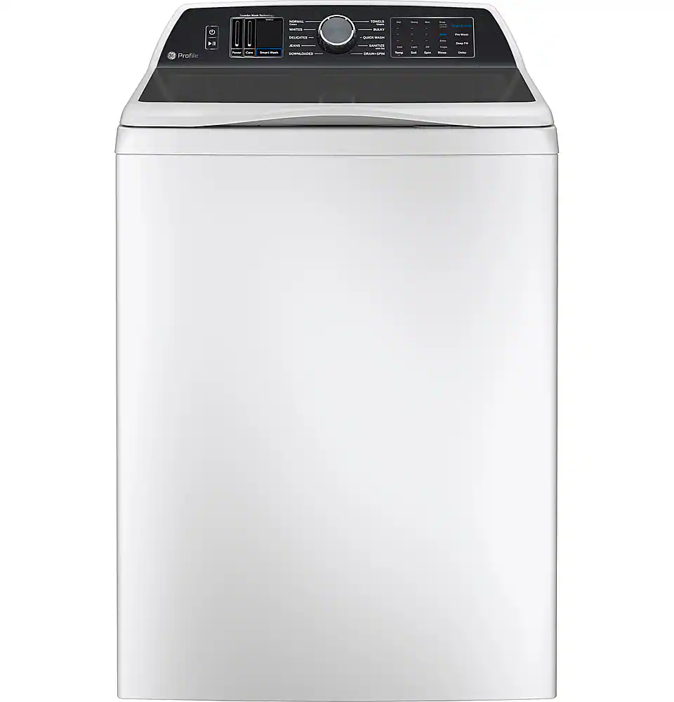 GE Profile - 5.3 Cu. Ft. High Efficiency Smart Top Load Washer with Smarter Wash Technology, Easier Reach & Direct Drive Motor - White