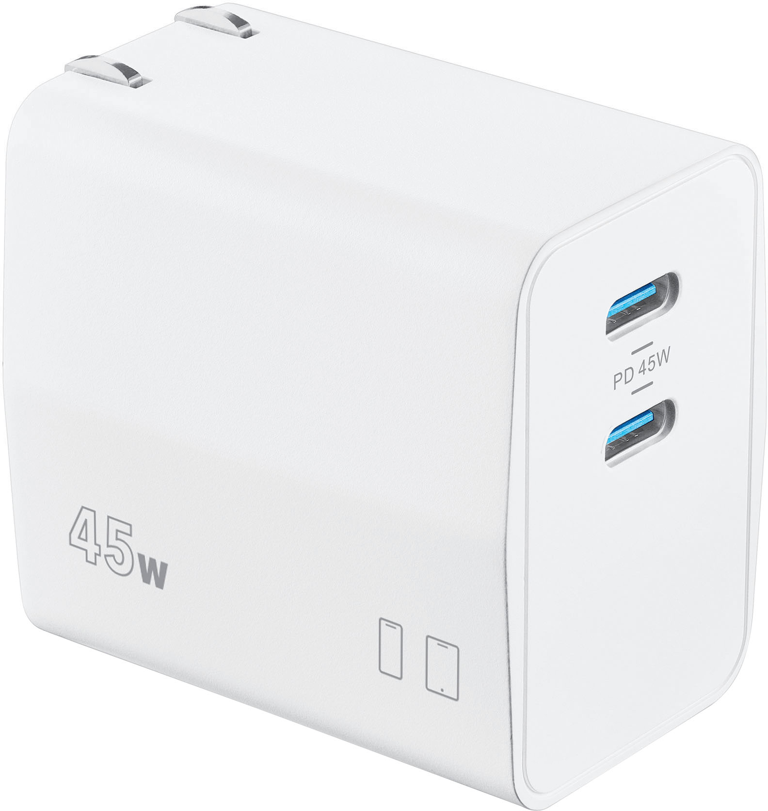 Insignia™ 45W Dual USB-C Port Wall Charger for Samsung Smartphones, iPhone,  Tablets, Chromebook and More White NS-MWC45W2W - Best Buy
