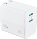 Front. Insignia™ - 45W Foldable Compact Dual USB-C Wall Charger for Samsung Smartphones, iPhone, Tablets, Chromebook and More - White.