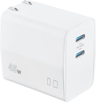 Insignia™ - 45W Foldable Compact Dual USB-C Wall Charger for Samsung Smartphones, iPhone, Tablets, Chromebook and More - White - Front_Zoom