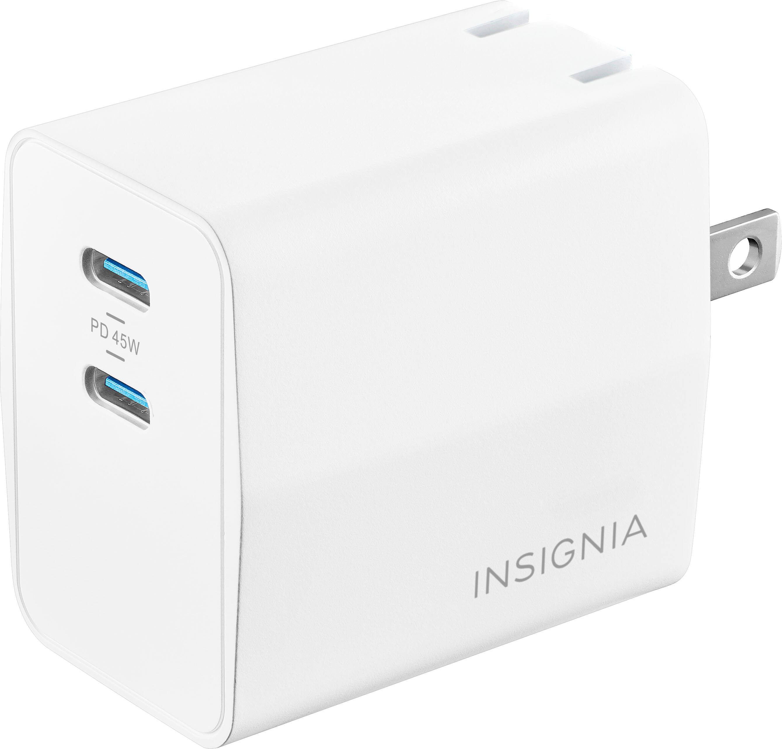 Alt View 11. Insignia™ - 45W Foldable Compact Dual USB-C Wall Charger for Samsung Smartphones, iPhone, Tablets, Chromebook and More - White.