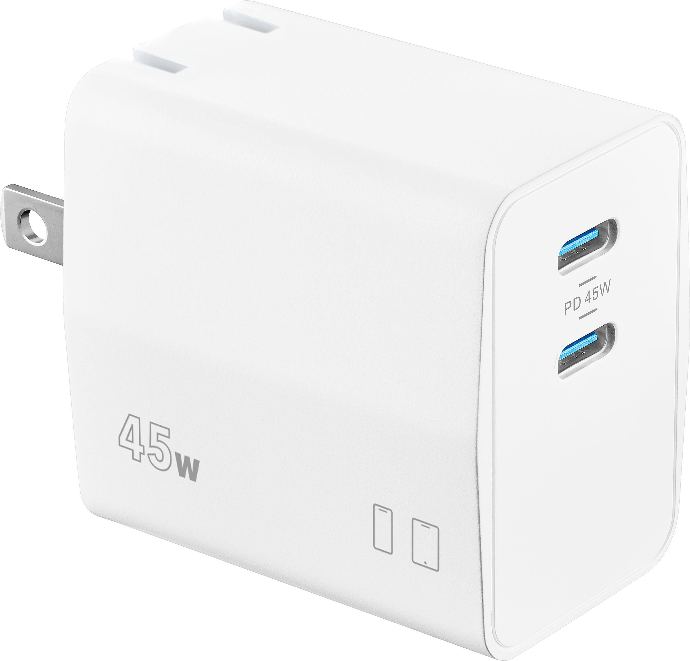 Alt View 12. Insignia™ - 45W Foldable Compact Dual USB-C Wall Charger for Samsung Smartphones, iPhone, Tablets, Chromebook and More - White.