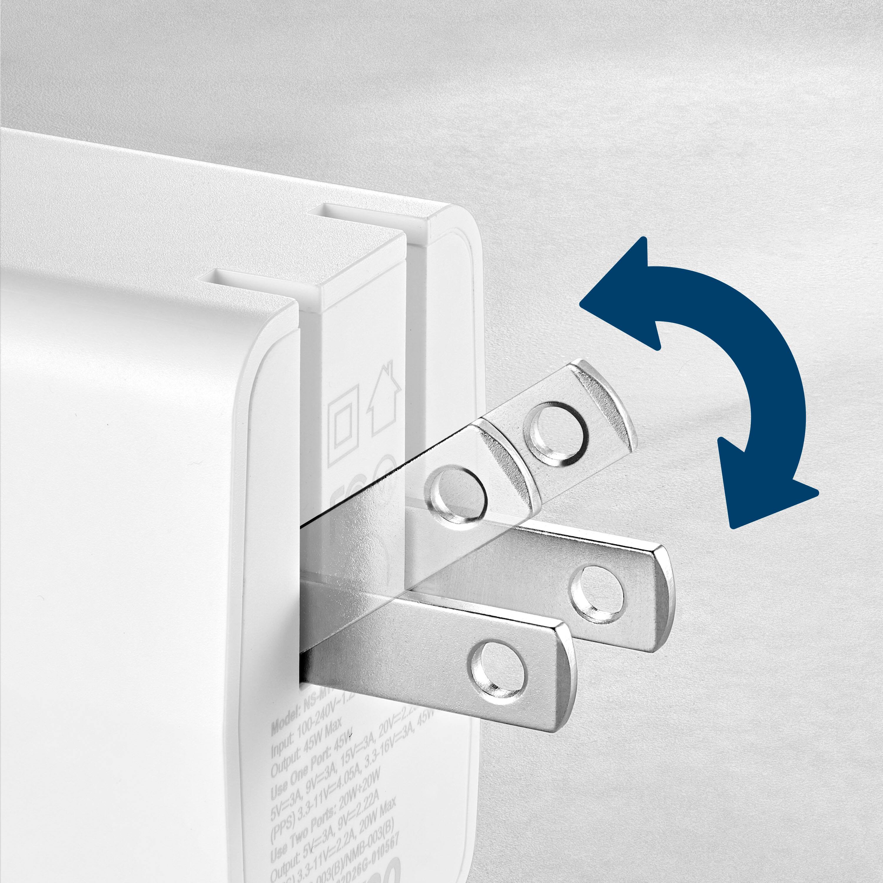 Alt View 15. Insignia™ - 45W Foldable Compact Dual USB-C Wall Charger for Samsung Smartphones, iPhone, Tablets, Chromebook and More - White.