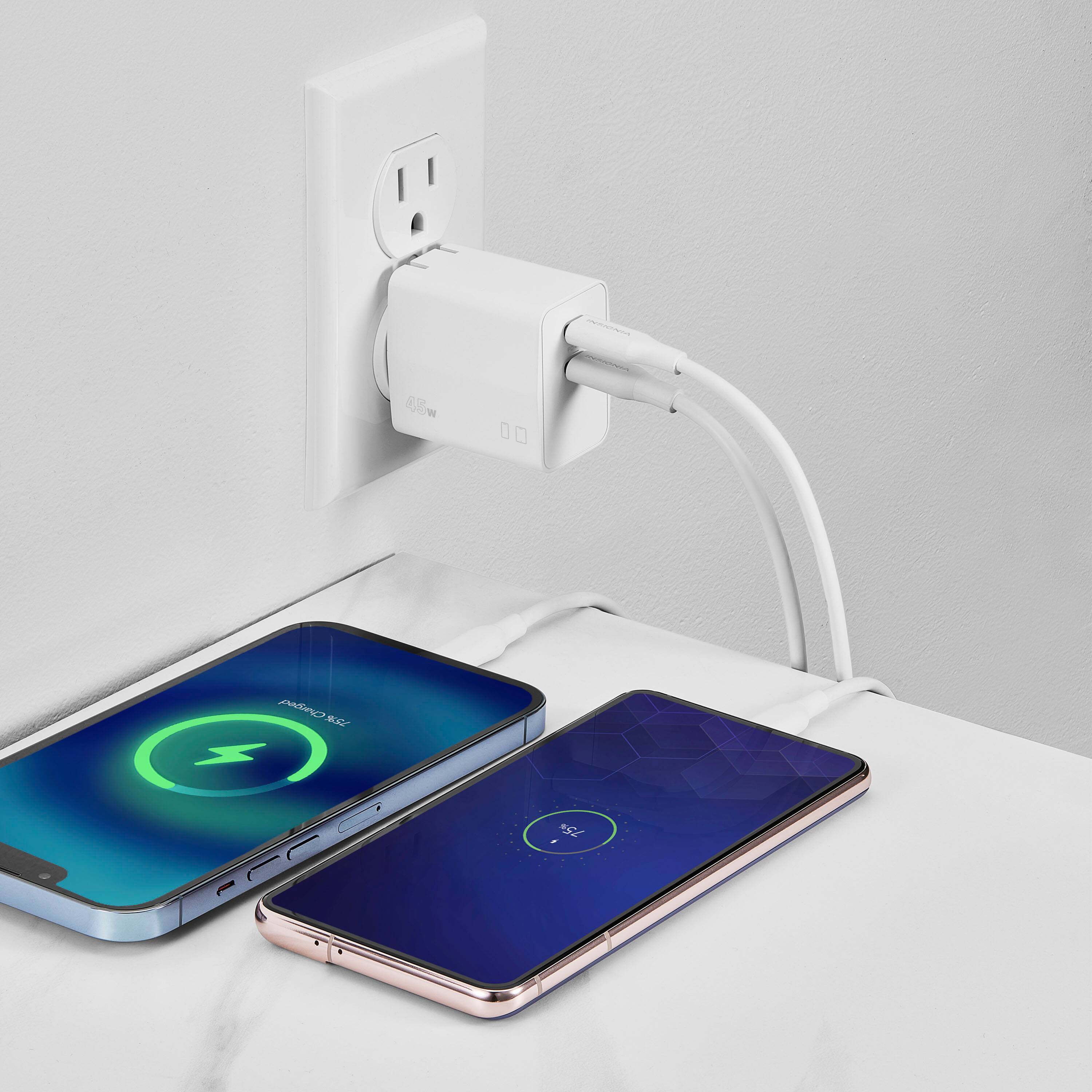 Alt View 16. Insignia™ - 45W Foldable Compact Dual USB-C Wall Charger for Samsung Smartphones, iPhone, Tablets, Chromebook and More - White.