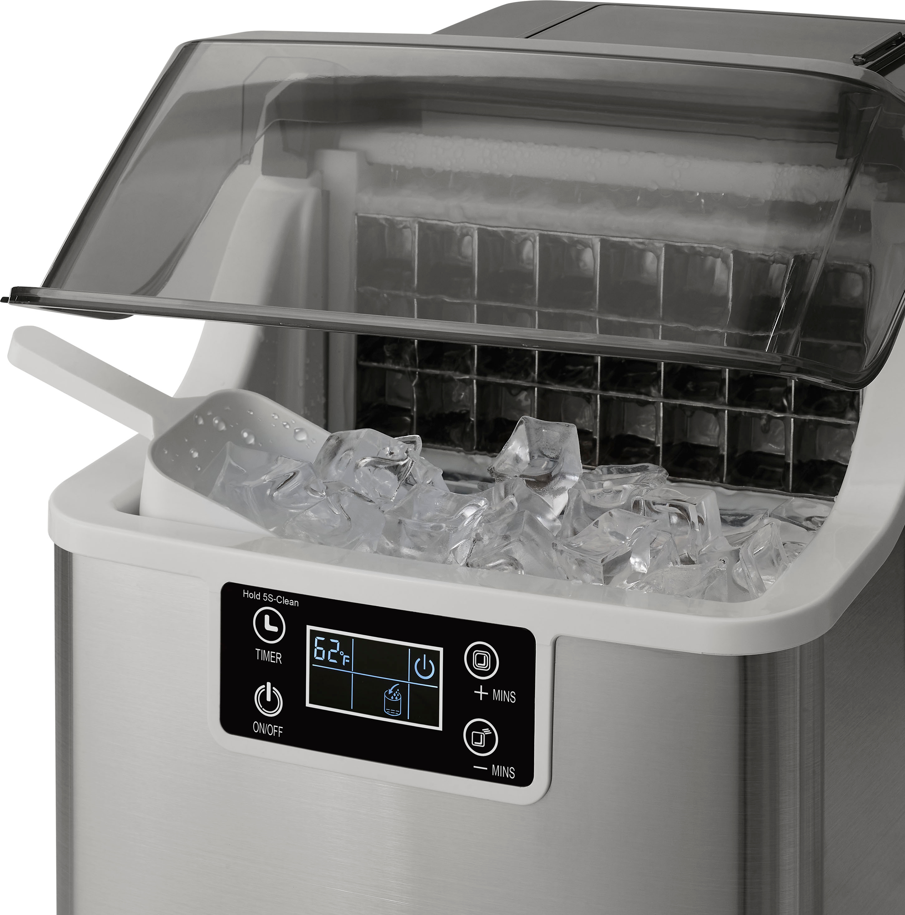 GE Profile - Opal 2.0 38 lb. Portable Ice Maker with Nugget Ice Production and Built-In WiFi - Black Stainless Steel