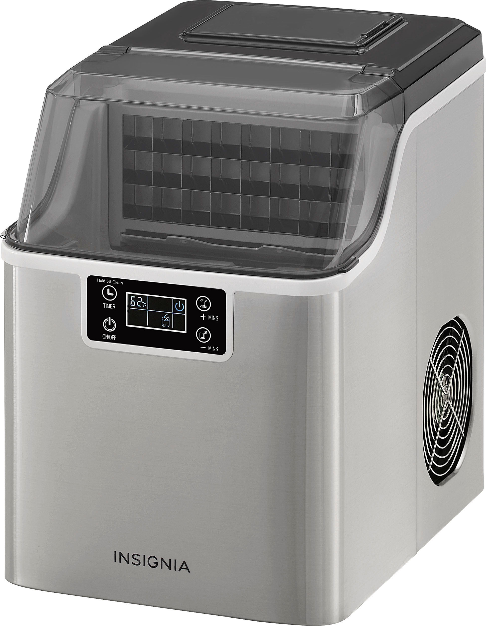 Insignia - 44 lb. Portable Clear Ice Maker with Auto Shut-Off - Stainless Steel