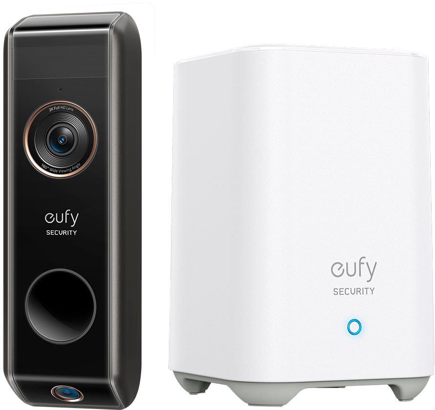 Zoom in on Front Zoom. eufy Security - Smart Wi-Fi Dual Cam Video Doorbell 2K Battery Operated/Wired with Google Assistant and Amazon Alexa - Black.