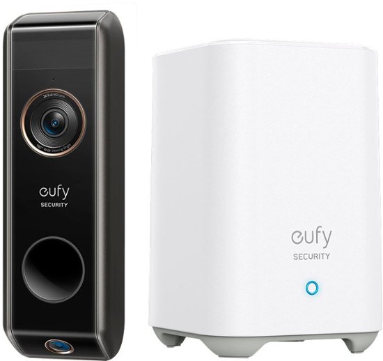 Front Zoom. eufy Security - Smart Wi-Fi Dual Cam Video Doorbell 2K Battery Operated/Wired with Google Assistant and Amazon Alexa - Black.