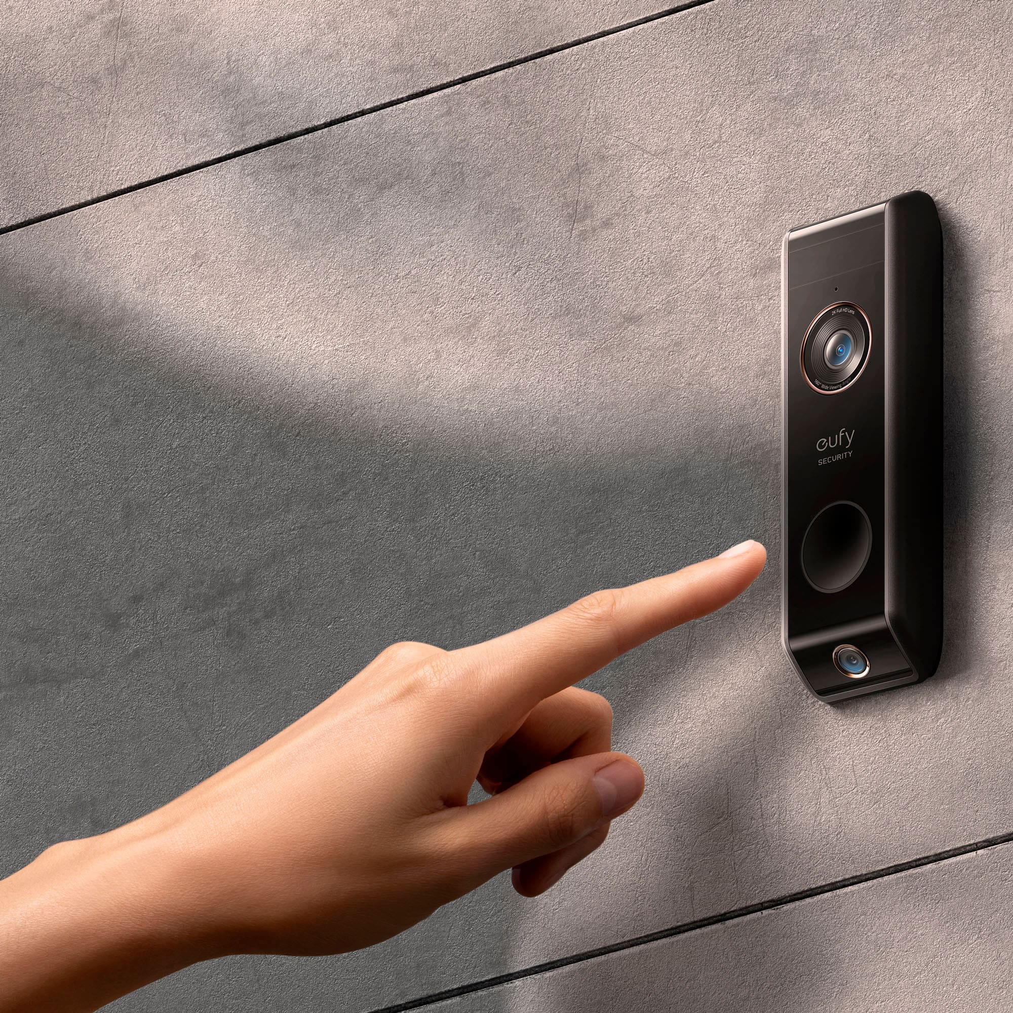 Zoom in on Alt View Zoom 15. eufy Security - Smart Wi-Fi Dual Cam Video Doorbell 2K Battery Operated/Wired with Google Assistant and Amazon Alexa - Black.