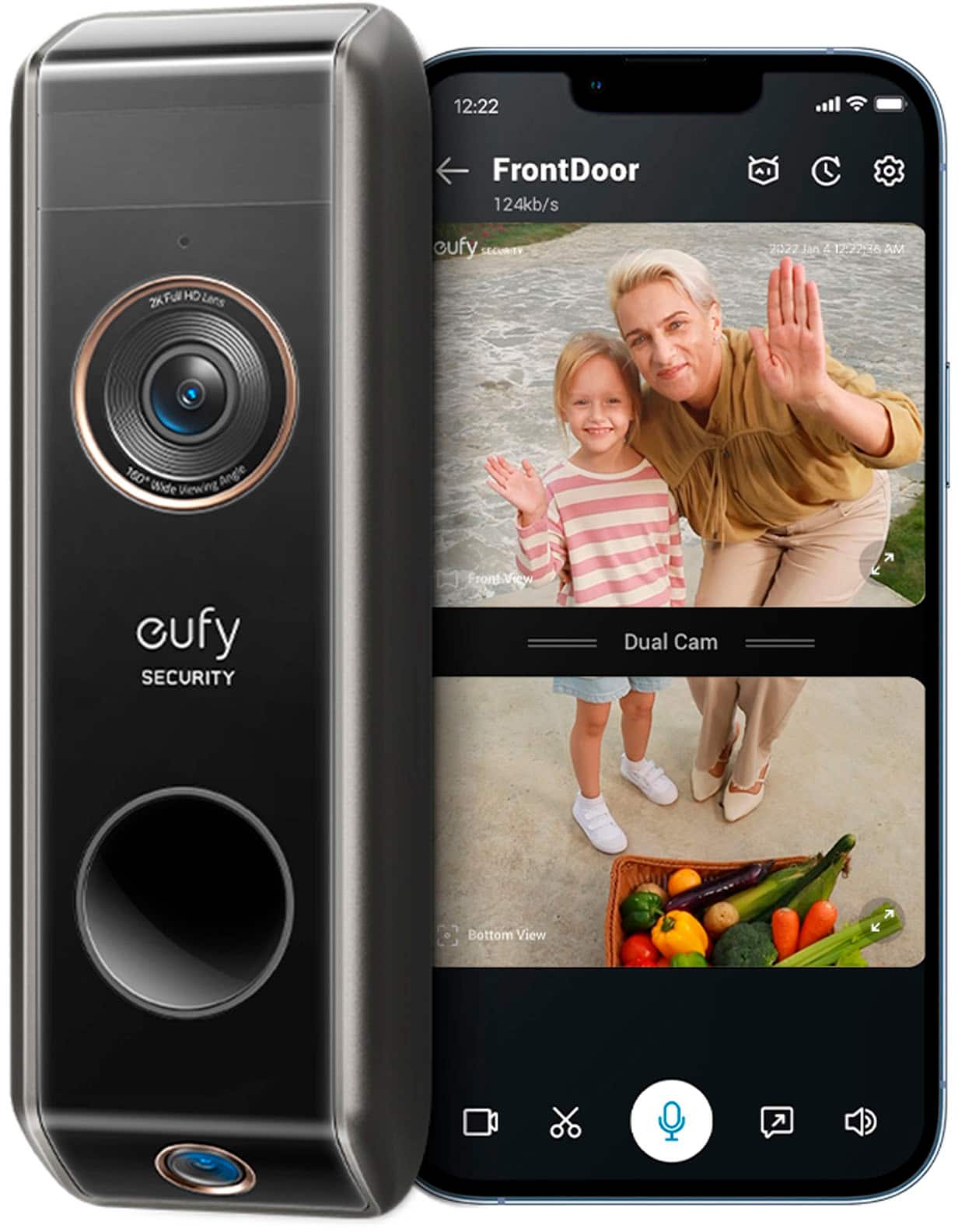 Alt View 16. eufy Security - Smart Wi-Fi Dual Cam Video Doorbell 2K Battery Operated/Wired with Google Assistant and Amazon Alexa - Black.