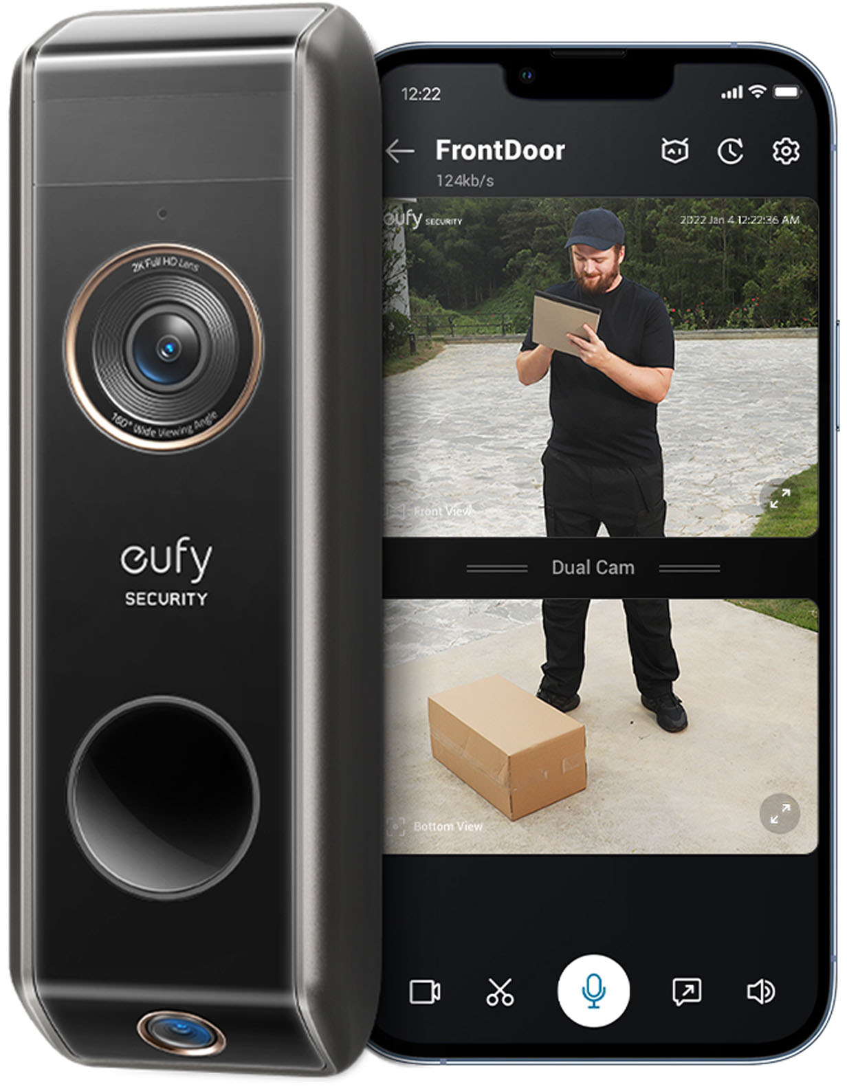 Eufy Security 2K (Battery Powered) Video Doorbell with Home Base 2