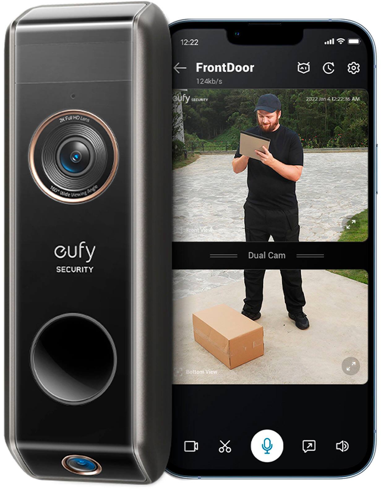 Alt View 17. eufy Security - Smart Wi-Fi Dual Cam Video Doorbell 2K Battery Operated/Wired with Google Assistant and Amazon Alexa - Black.