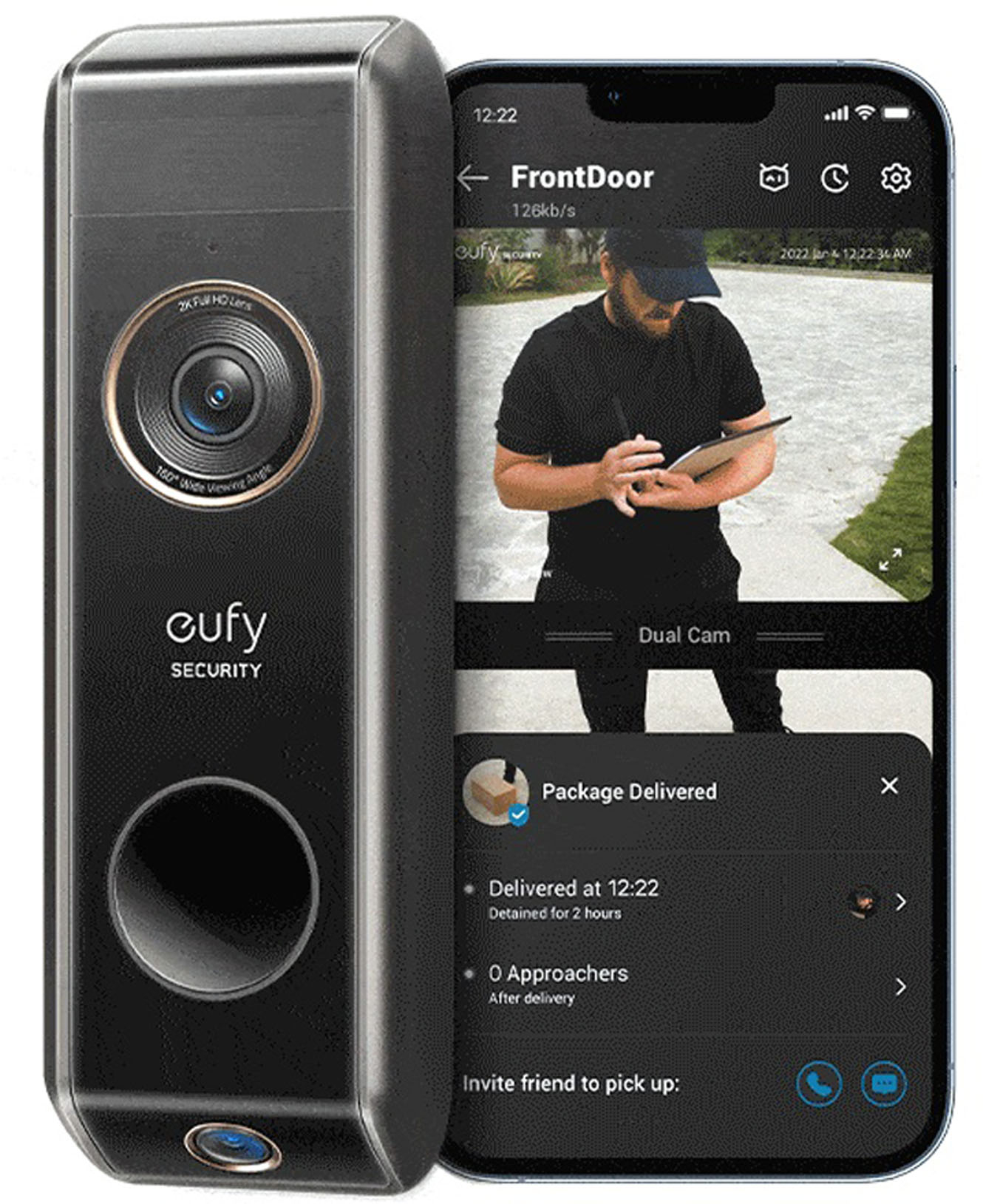 eufy Security 2K Wi-Fi Battery-Powered Video Doorbell T8212111