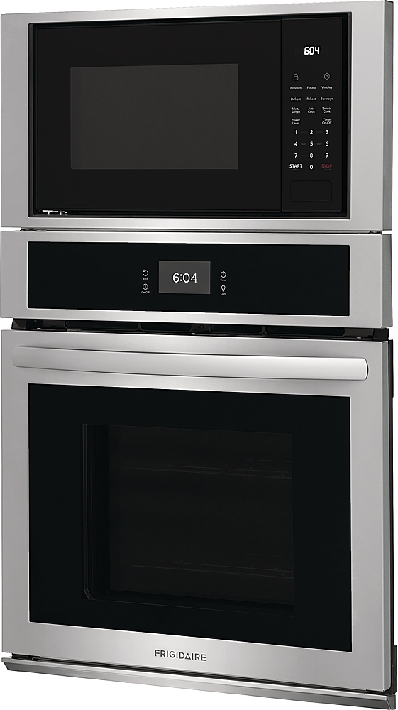 Left View: Frigidaire - 27" Built-in Electric Wall Oven/Microwave Combination - Stainless Steel