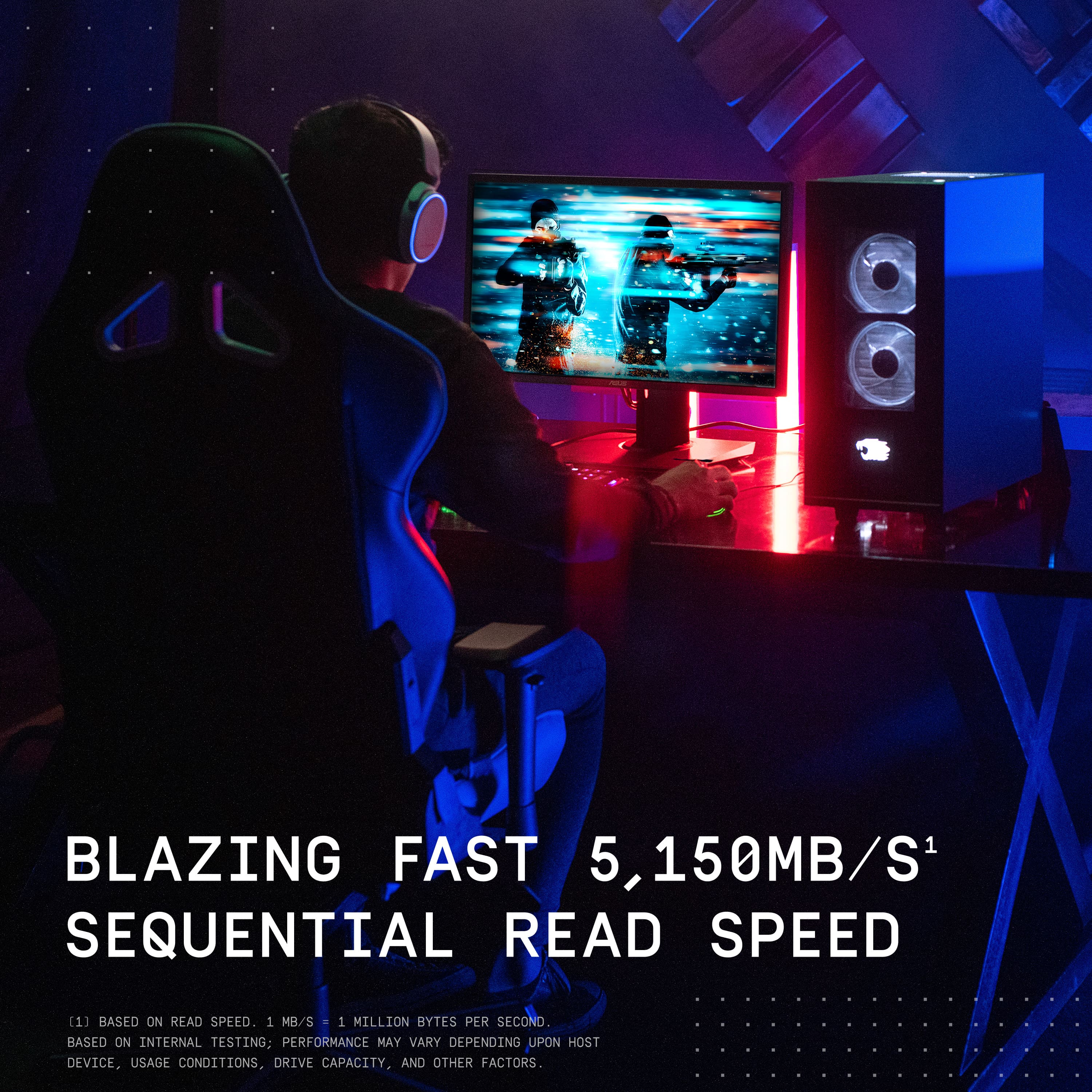 Blazing Fast 5,150MB/S1 Sequential Read Speed (1 MB/S - 1 MILLION BYTES PER SECOND)